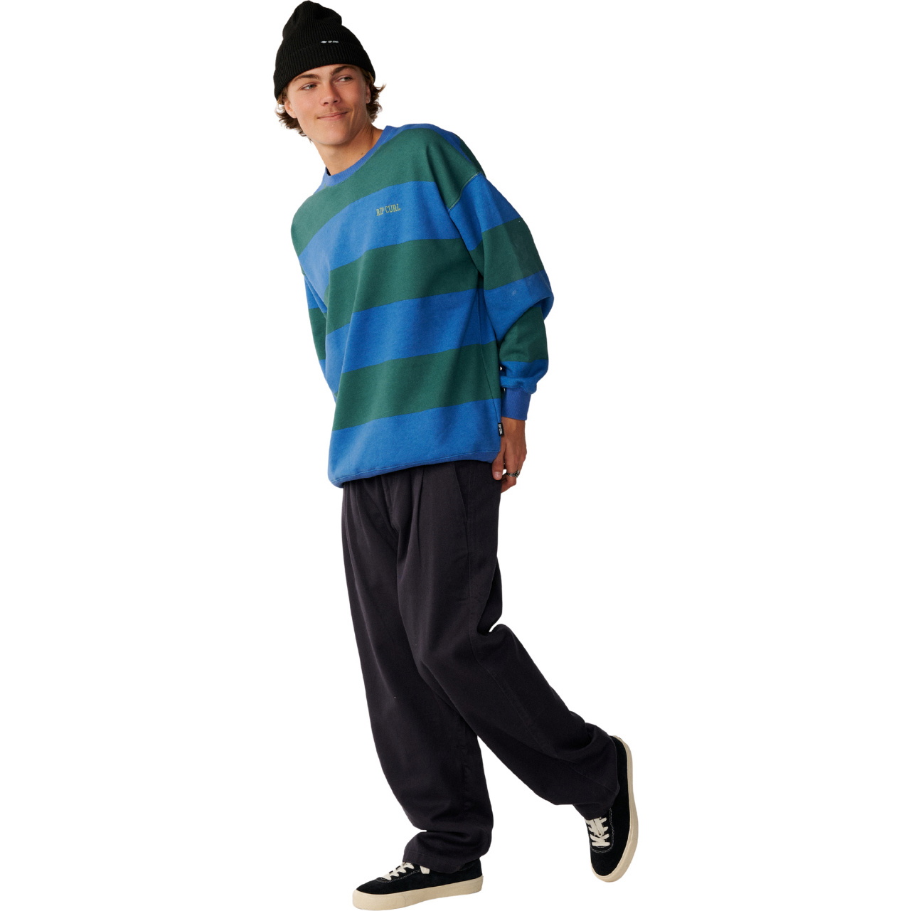 2026 Rip Curl Mens Disorder Stripe Crew Sweatshirt 0CFMFL - Riverside